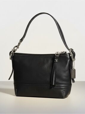Coach Soho Black Leather Mini Hobo Shoulder Bag Y2K Zip Top